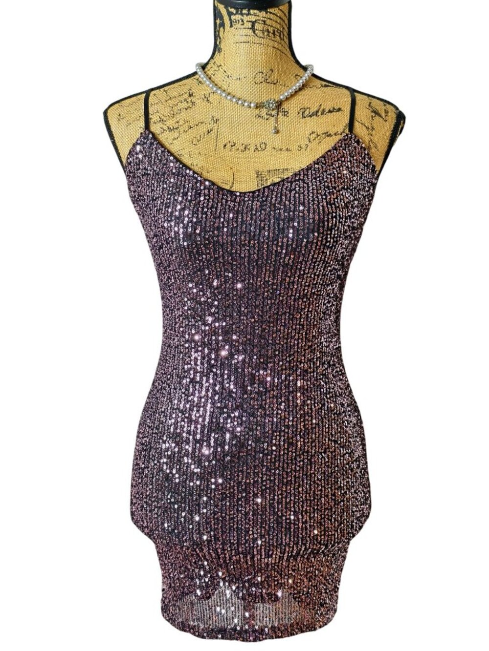 IRIS S Mini Dress Purple Sequin Sparkle Party Wear Y2K Stretchy Bodycon Cocktail